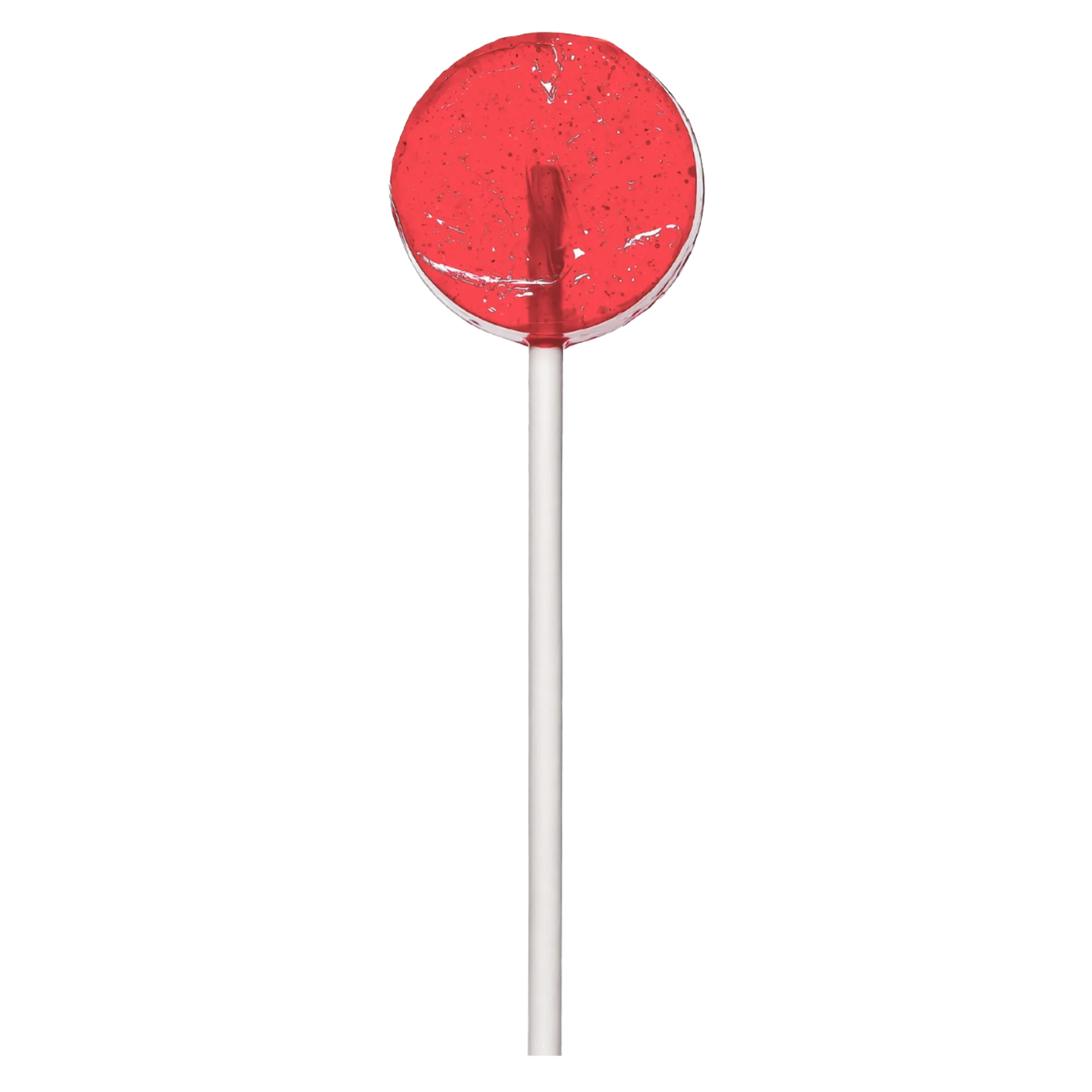 Red watermelon lollipop on a white stick, isolated on a transparent background