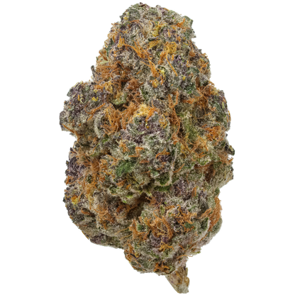 Close-up of a cannabis bud with green and orange colors