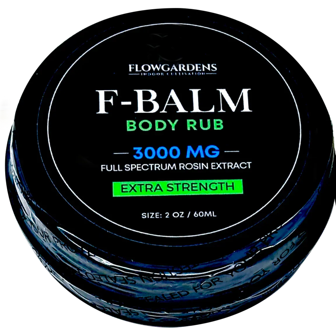 Flow Gardens F-Balm Body Rub 3000mg full spectrum rosin extract extra strength jar